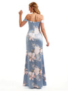 Beautiful Off Shoulder Side Slit Mermaid Floral Satin Maxi Floral Formal Dresses For Women