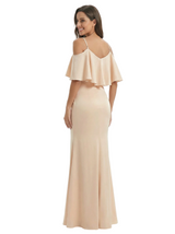 ChicSew Elegant V-neck Cold Shoulder Satin Mermaid Long Formal Dresses For Women
