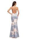 Elegant One Shoulder Mermaid Floral Satin Maxi Floral Formal Dresses For Women