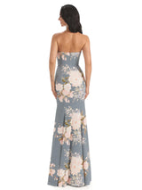 Sexy Sweetheart Side Slit Mermaid Long Satin Floral Formal Dresses For Women