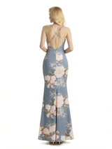 Sexy Jewel Spaghetti Straps Mermaid Long Satin Floral Formal Dresses For Women