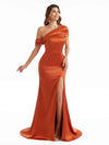 Women One Shoulder Long Satin Unique Formal Bridesmaid Dresses Online