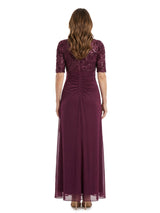 ChicSew Short Sleeve Sequined V-Neck Chiffon Mother Of The Bride Gown With Ruffle