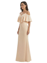 ChicSew Elegant V-neck Cold Shoulder Satin Mermaid Long Formal Dresses For Women