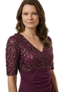 ChicSew Short Sleeve Sequined V-Neck Chiffon Mother Of The Bride Gown With Ruffle