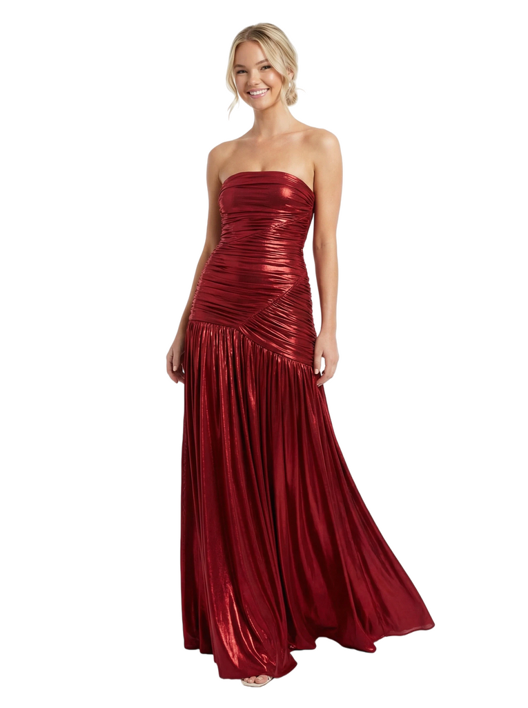 ChicSew Elegent Pleated Metallic Sweetheart Floor Length Party Prom Dresses