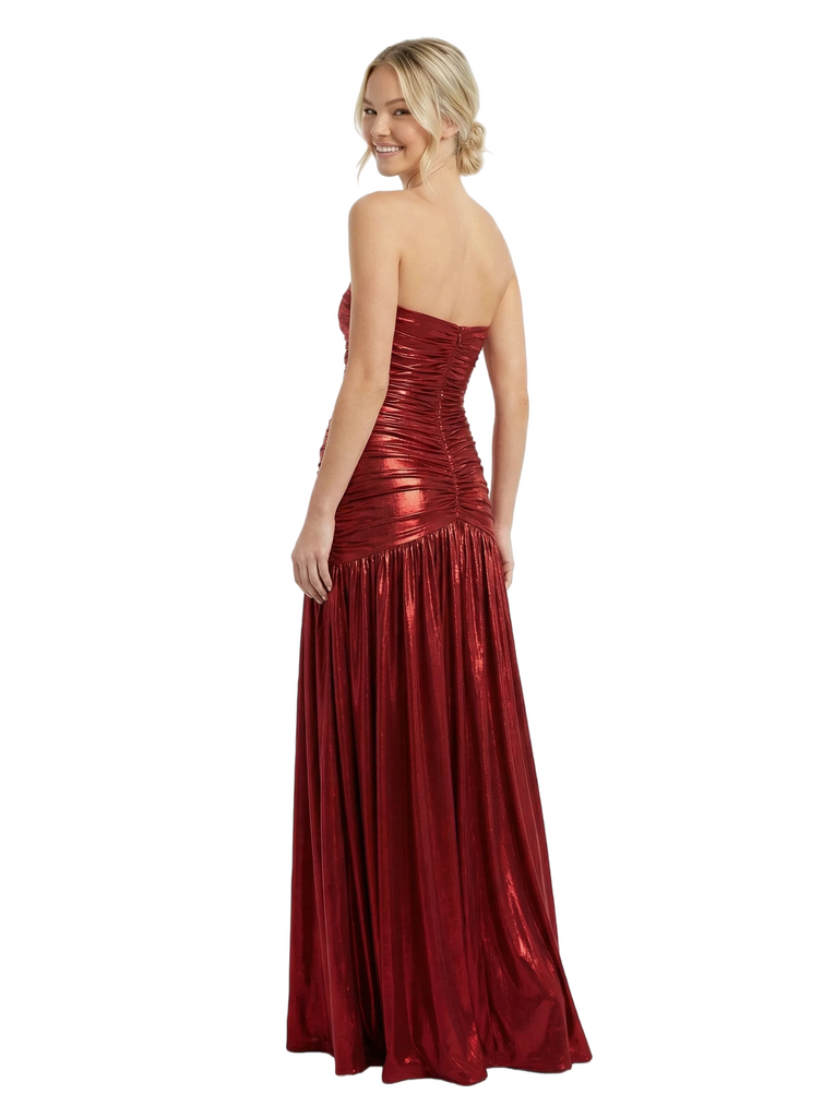 ChicSew Elegent Pleated Metallic Sweetheart Floor Length Party Prom Dresses