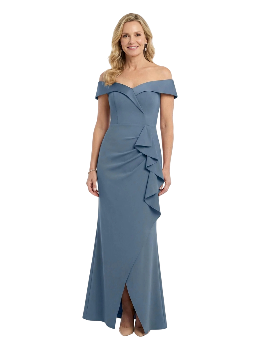 ChicSew Unique V-Neck Off Shoulder Mermaid Modern Ruffle Mother Of Groom Dress
