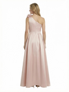 Chicsew Elegant Silky Satin One Shoulder Ruched Maxi Mother of The Groom Dress Overskirt
