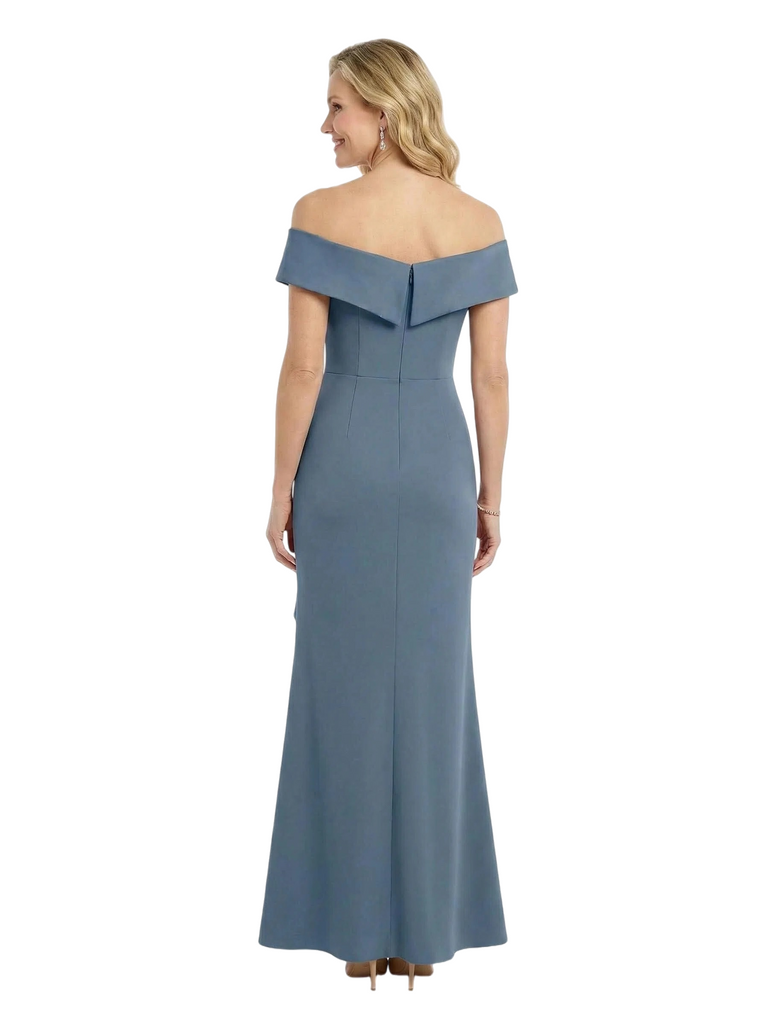 ChicSew Unique V-Neck Off Shoulder Mermaid Modern Ruffle Mother Of Groom Dress
