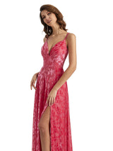 Sexy Side Slit Floral Velvet Unique Long Bridesmaid Dresses Online