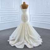 ChicSew Sparkly One Shoulder Lace Applique Ball Gown Wedding Dress