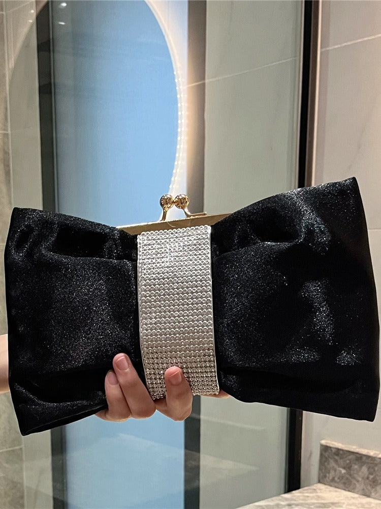 female evening bag celebrity banquet clutch bag evening dress bag rhinestone bow small handbag