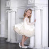 Cute White Sequins Lace Flower Girls Dresses Crew New Feather Knee Length Tutu A Line Girls' Party Gowns With Bow Tie