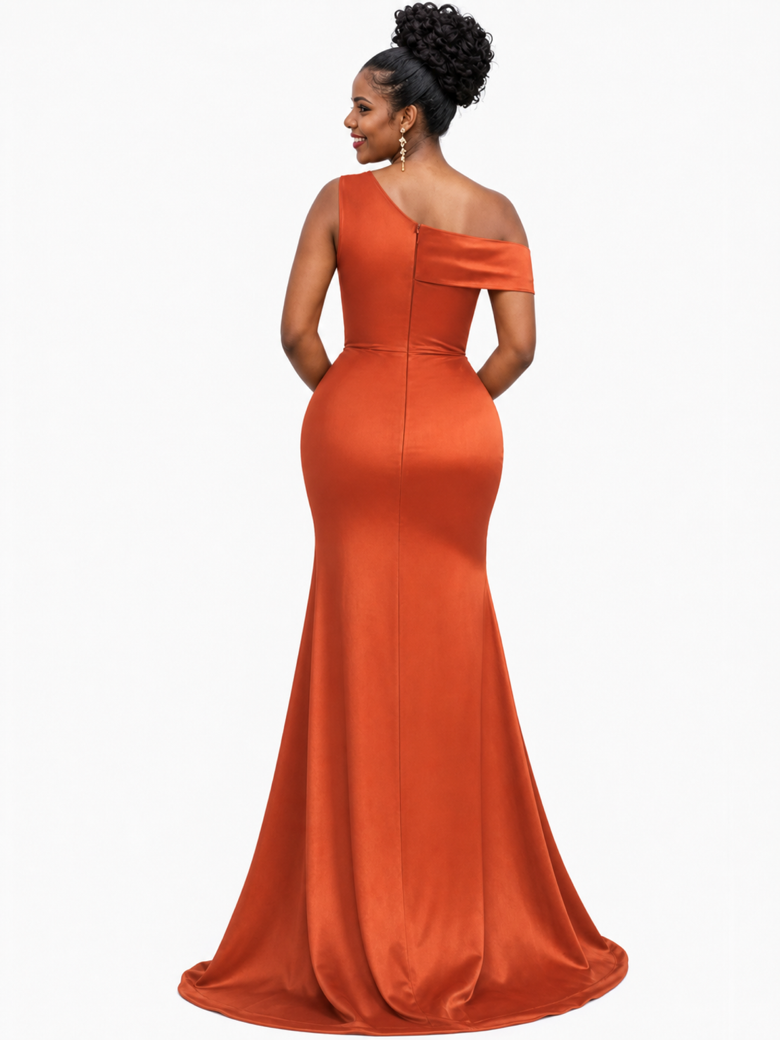 ChicSew Fancy Asymmetric Straps Mermaid Soft Satin Long Bridesmaid Dresses