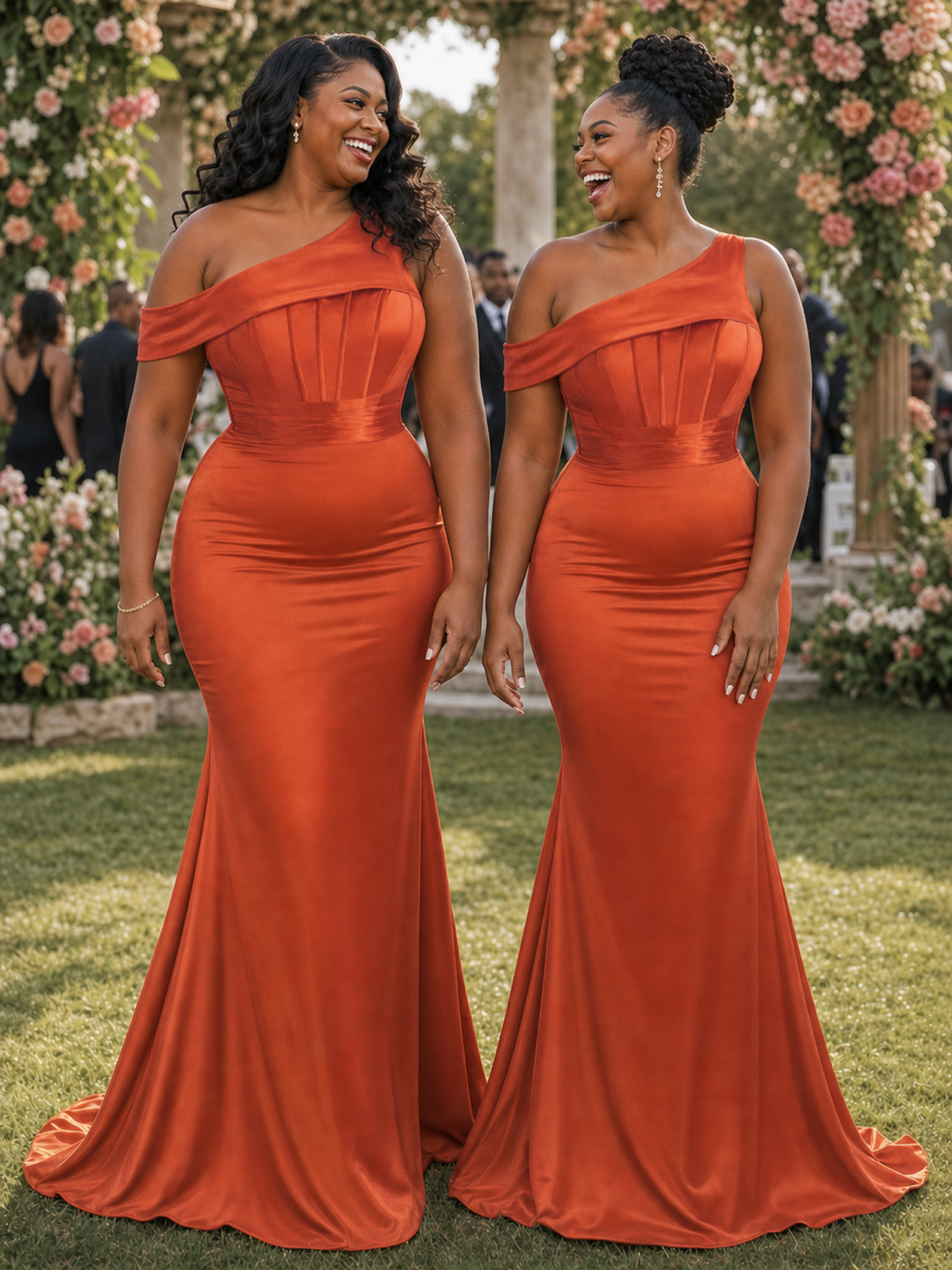 ChicSew Fancy Asymmetric Straps Mermaid Soft Satin Long Bridesmaid Dresses