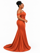 ChicSew Fancy Asymmetric Straps Mermaid Satin Long Bridesmaid Dresses With Boning