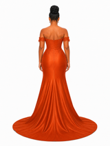 ChicSew Off Shoulder Lace Appliques Mermaid Soft Satin Long Bridesmaid Dresses