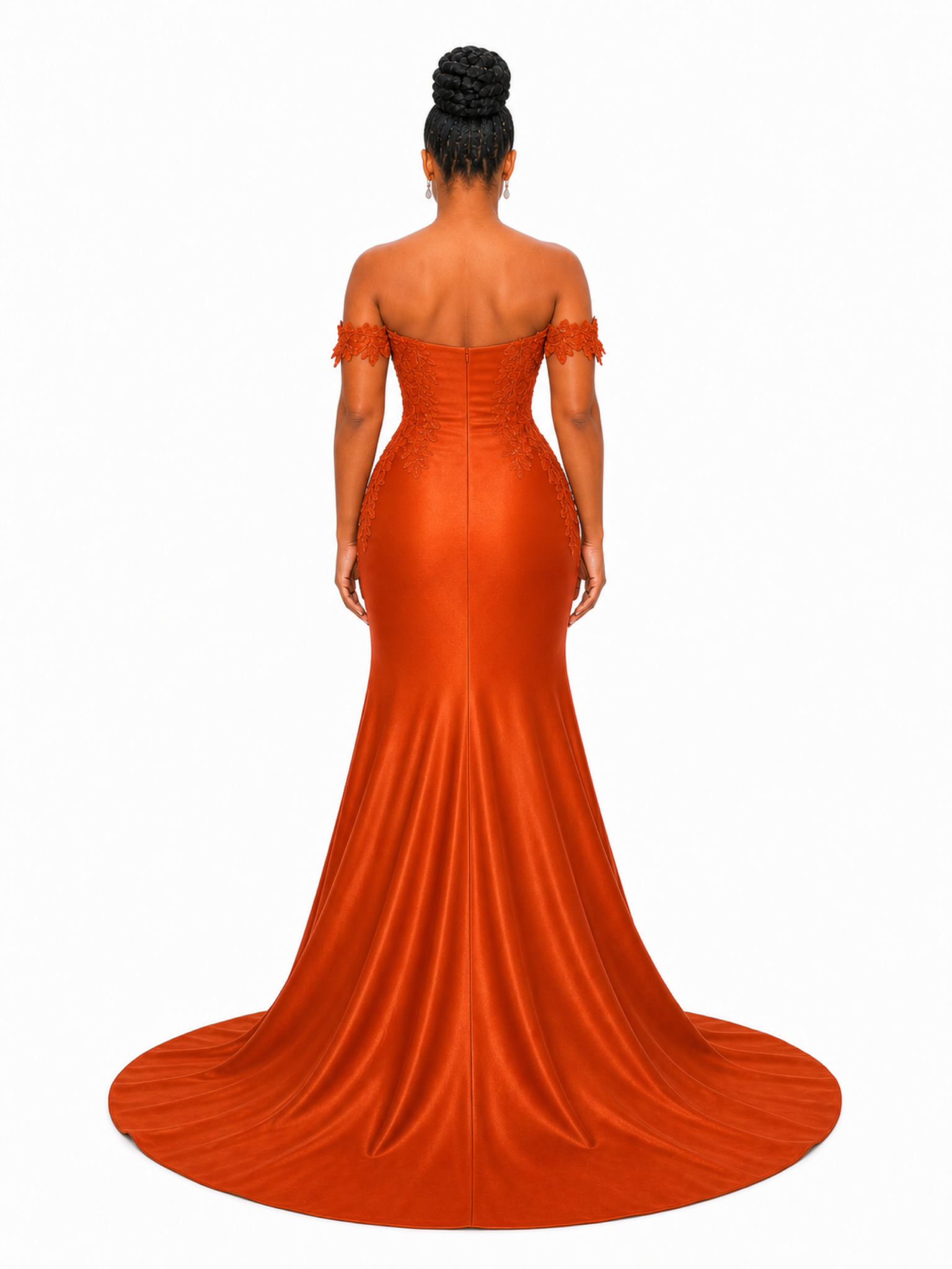 ChicSew Off Shoulder Lace Appliques Mermaid Soft Satin Long Bridesmaid Dresses