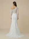Mermaid Asymmetric Long Sleeves Lace Maxi Long Wedding Dresses