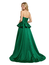 Classy Strapless A-Line Satin Evening Prom Dress featuring Flirty Peplum Waist
