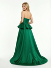 Strapless Satin A-Line Ruffles Modern Long Party Prom Dresses