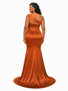 ChicSew Modern One Shoulder Side Slit Mermaid Soft Satin Floor-Length Bridesmaid Dresses