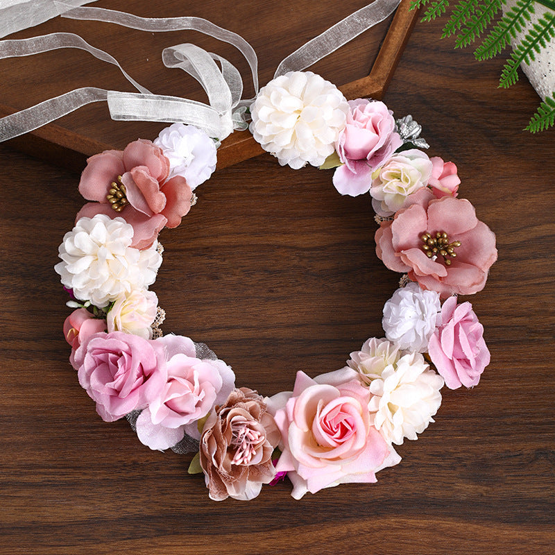Flower Fabric Rose Ring Handmade Bridal Headdress CN27
