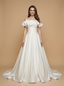 A-Line Off Shoulder Sleeveless Maxi Long Satin Wedding Dresses Online