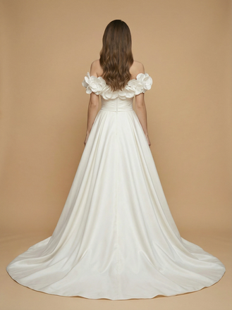 A-Line Off Shoulder Sleeveless Maxi Long Satin Wedding Dresses Online