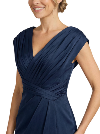 Classy Cap Sleeves Satin Mermaid Floor-Length For Mother Of The Bride