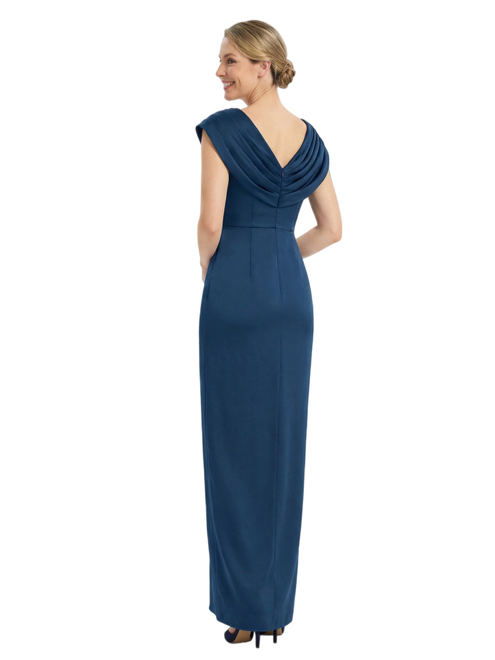Classy Cap Sleeves Satin Mermaid Floor-Length For Mother Of The Bride