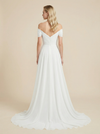 A-Line Off Shoulder Chiffon Maxi Long Wedding Dresses With Train