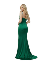 Fancy Square Neck Mermaid Maxi Prom Gown With Rhinestone Straps