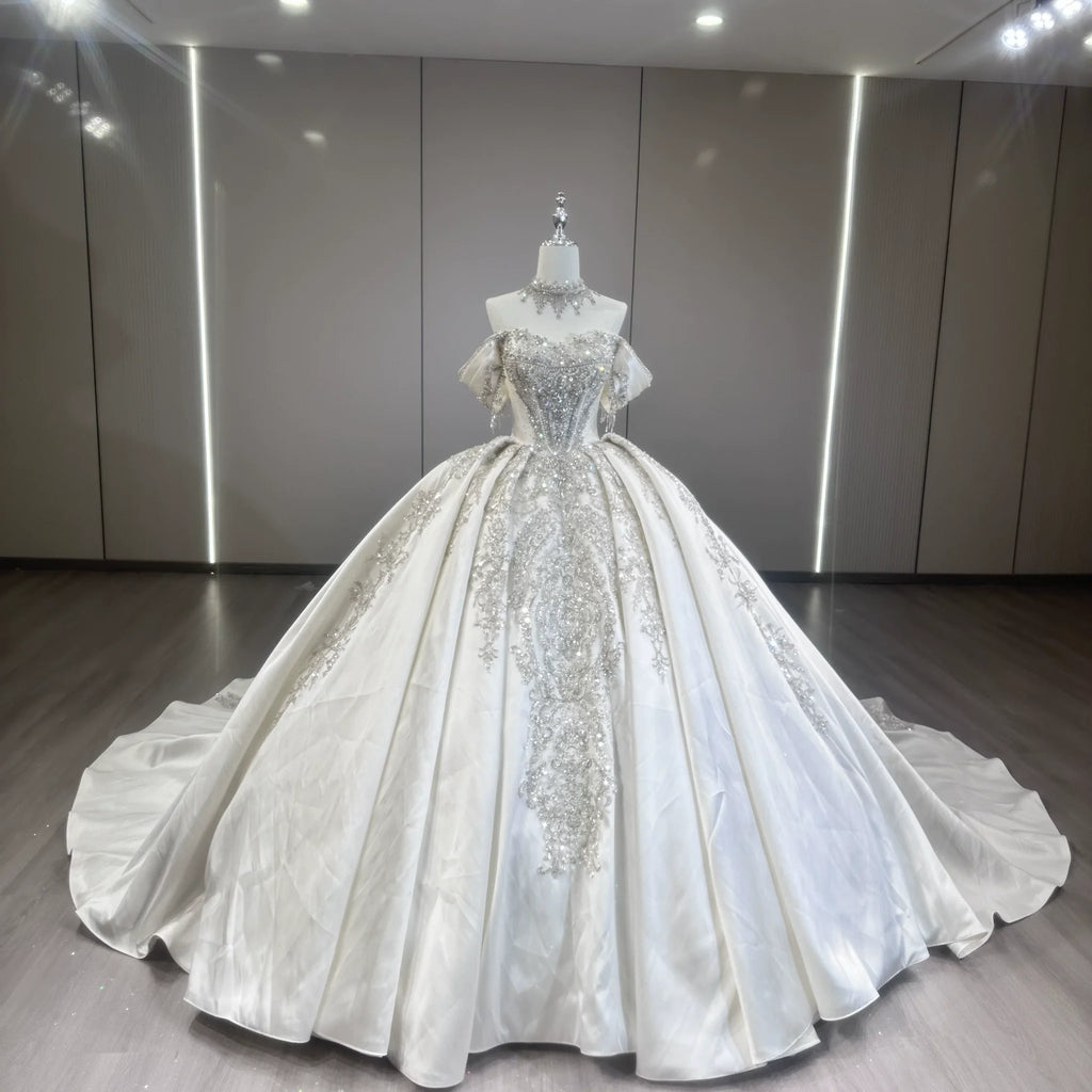 ChicSew Luxurious Satin Rhinestone Ball Gown Wedding Dress