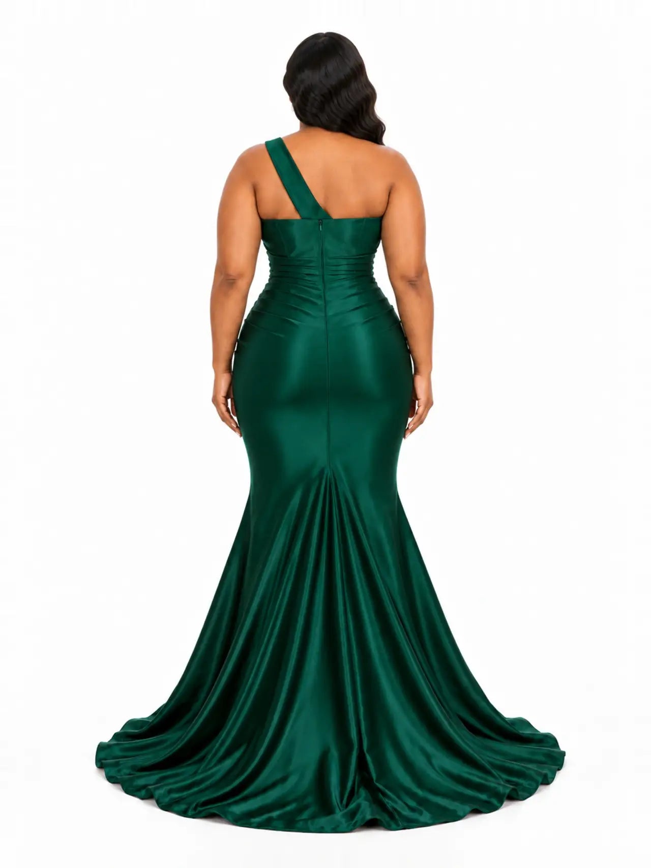 ChicSew Sexy One Shoulder Ruched Mermaid Soft Satin Floor-Length Bridesmaid Dresses