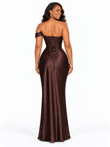 ChicSew One Shoulder Mermaid Soft Satin Floor-Length Bridesmaid Dresses