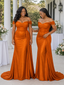 ChicSew Off Shoulder Sweetheart Ruching Mermaid Soft Satin Floor-Length Bridesmaid Dresses