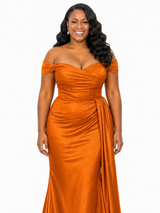 ChicSew Off Shoulder Sweetheart Ruching Mermaid Soft Satin Floor-Length Bridesmaid Dresses