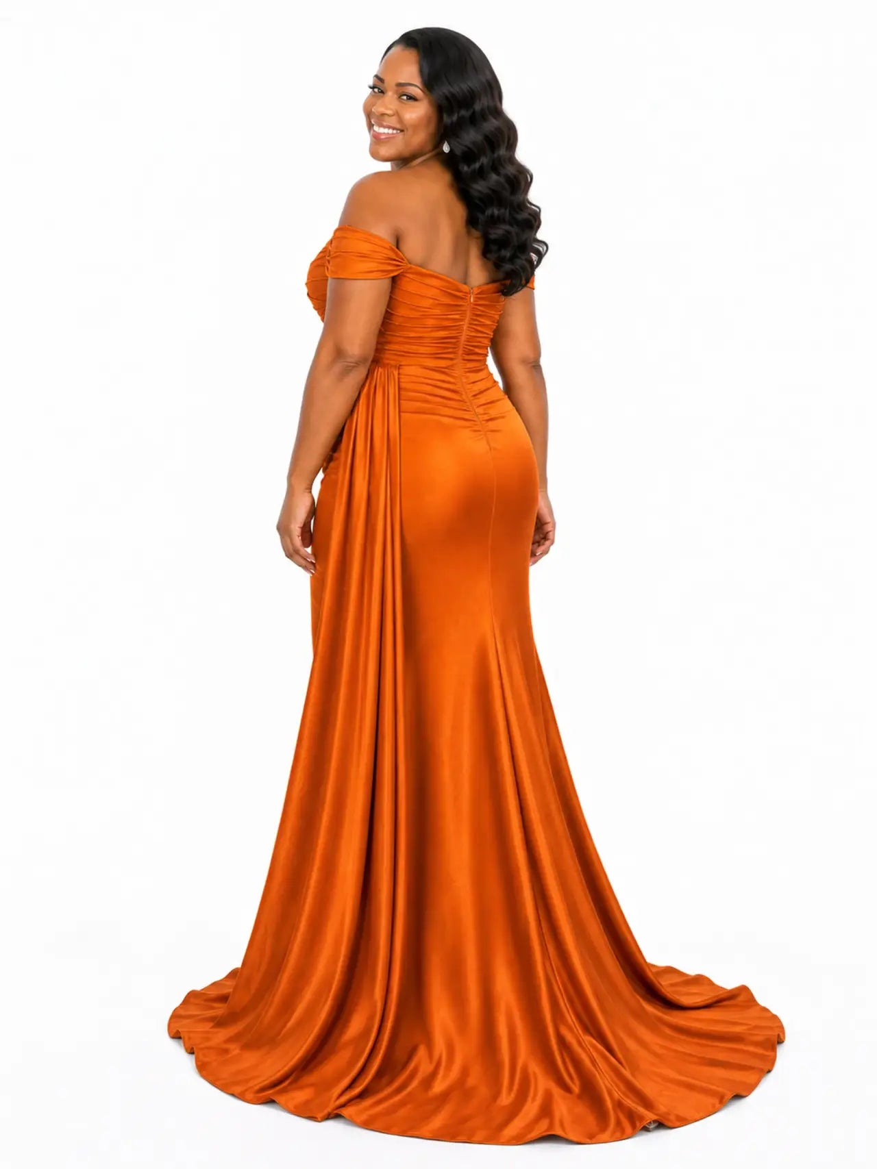 ChicSew Off Shoulder Sweetheart Ruching Mermaid Soft Satin Floor-Length Bridesmaid Dresses