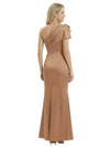 Modern Mother of The Bride Dress One Shoulder Ruched Satin Mermaid Long Evening Gown