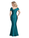 Elegant Soft Satin Asymmetrical Side Slit Mermaid Long Mother of the Brides Dresses