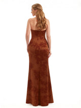 Beautiful Halter Side Slit Mermaid Floral Satin Maxi Floral Formal Dresses For Women