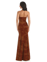 Sexy Sweetheart Side Slit Mermaid Long Satin Floral Formal Dresses For Women