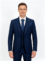 Classic 3 Piece Royal Blue Men's Suit with Regular Fit and Sophisticated Peak Lapel