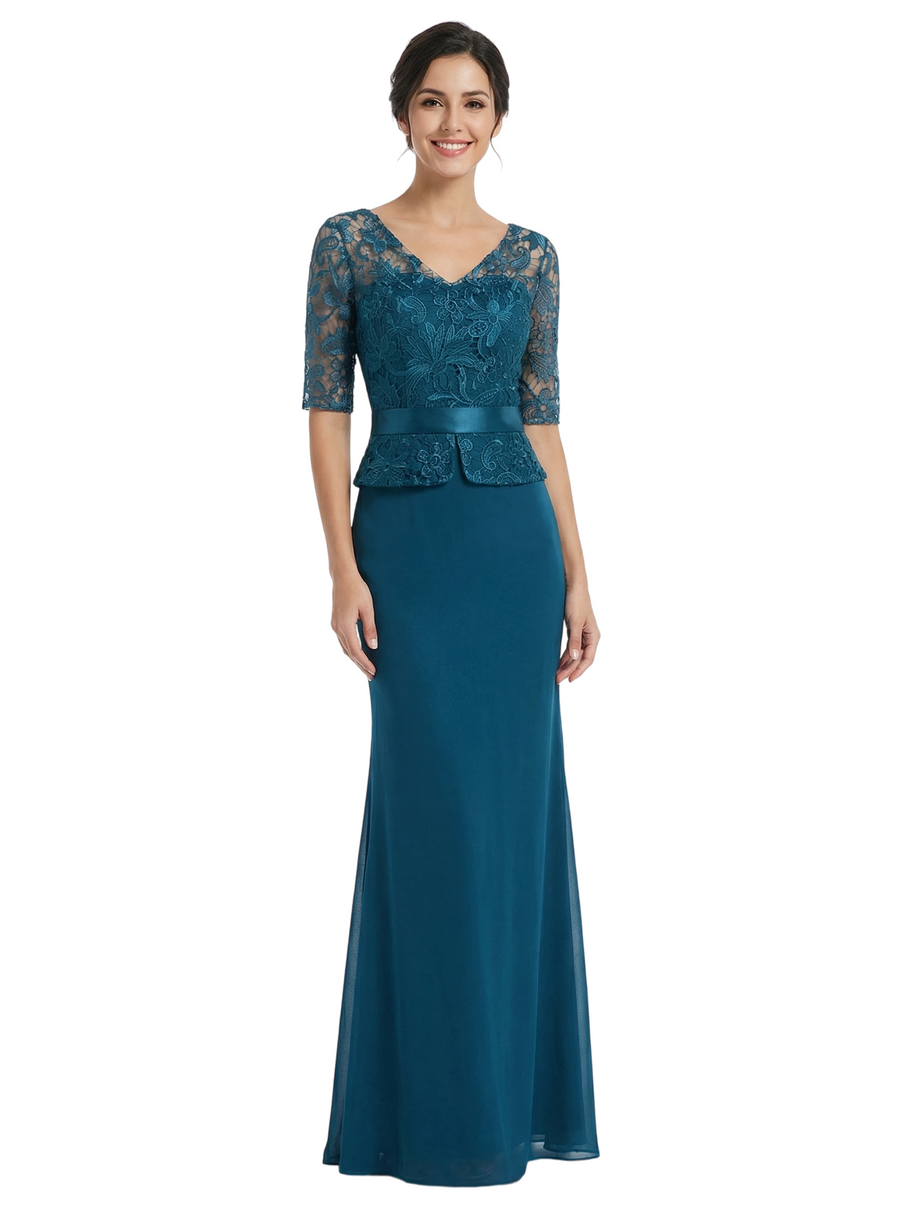 ChicSew Beautiful Mother Of The Bride Dresses V-Neck Lace Evening Gowns Floor-Length