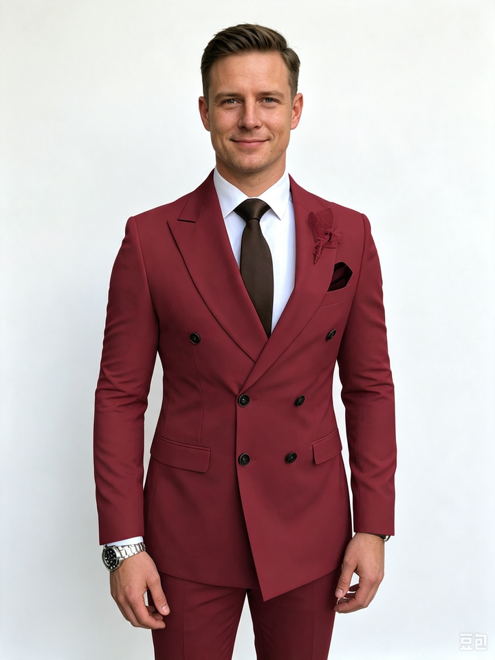 Classic 1 Piece Red Men's Suit with Regular Fit and Sophisticated Peak Lapel
