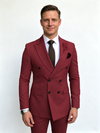 Classic 2 Piece Burgundy Men's Suit with Regular Fit and Sophisticated Peak Lapel