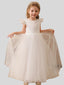 Flower Girl Dresses Sleeveless Lace Applique Fluffy Kids Evening Gowns For Wedding Party Dresses