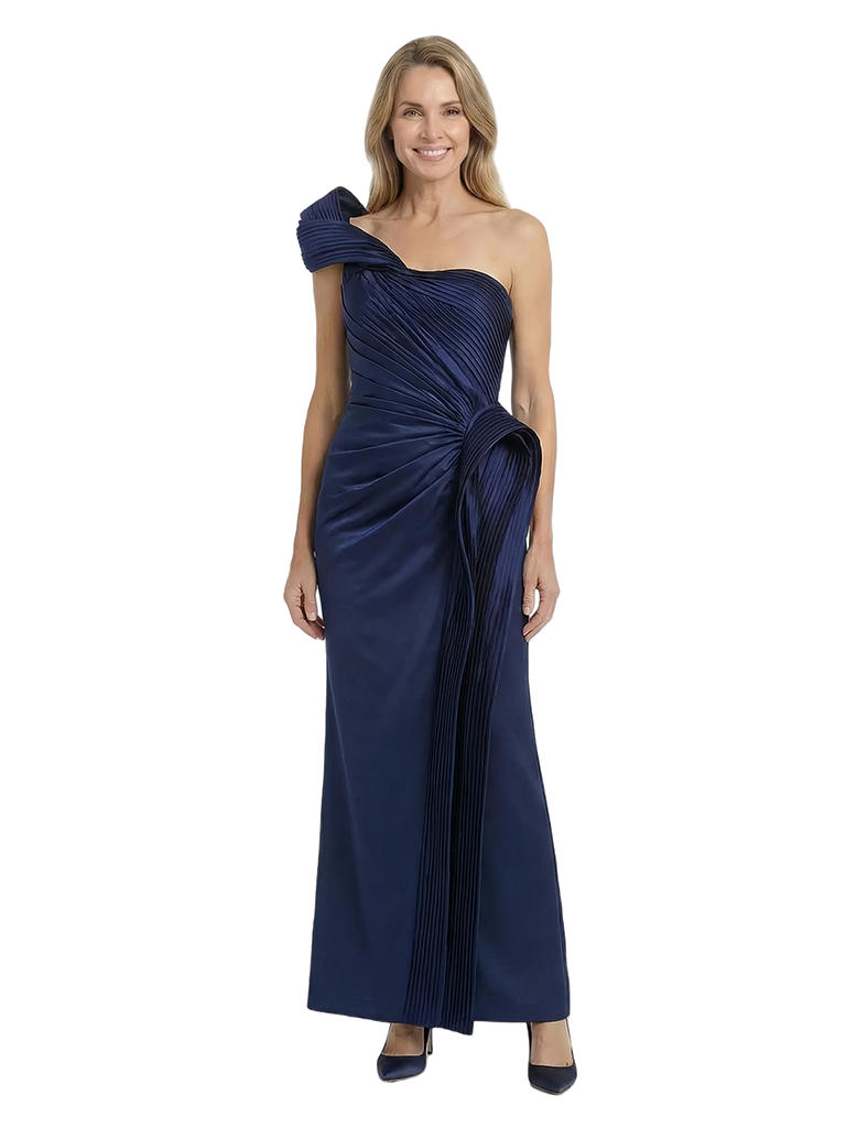 Chicsew One Shoulder Sleeveless Pleated Satin Ankle Length Mother of the Bride Dresses